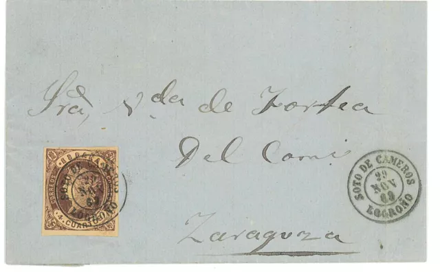 P2893 - Spain Edifil 58, From Soto De Cameros (Logrono) 1863