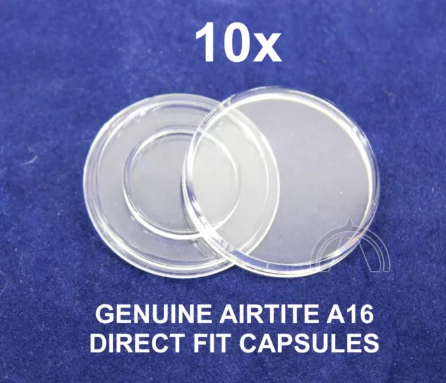 10 GENUINE 16mm Air Tight Coin Capsules DIRECT FIT for US 1/10oz GOLD EAGLE