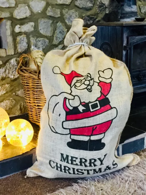 High Quality Extra Large Hessian Jute Christmas Present Santa Sack Gift Toy Kids