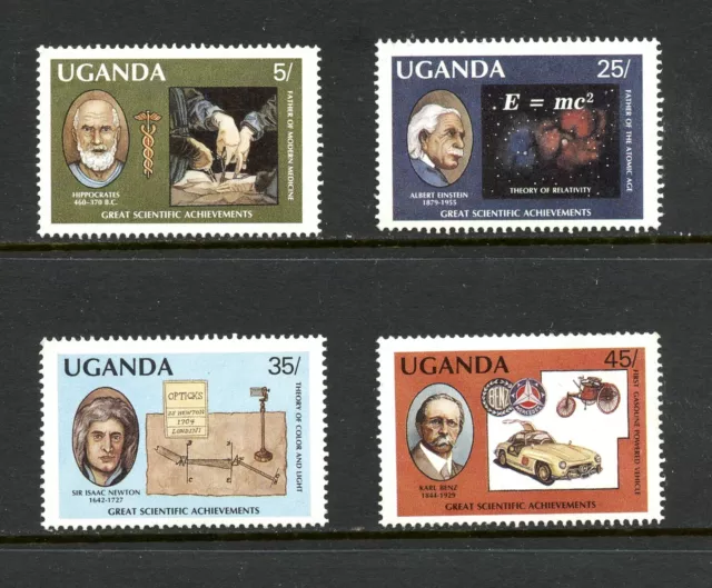 P615 Uganda 1987 Einstein, Ippokratis, Newton, Benz 4v. MNH