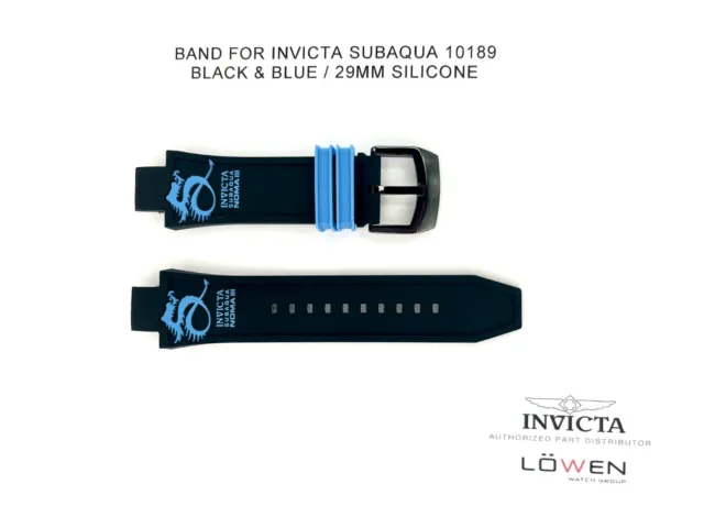 Authentic Invicta Subaqua 10189 Black and Blue Silicone 29mm Watch Band