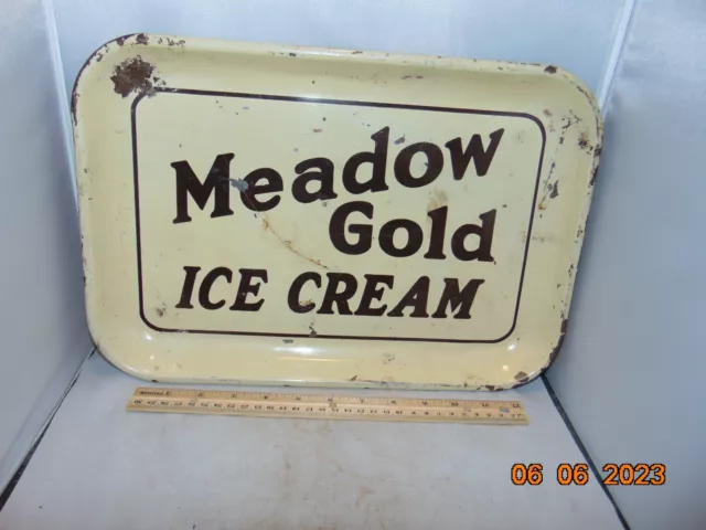 VINTAGE meadow gold ice cream tray