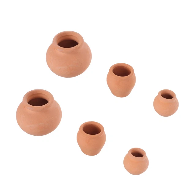 6 Pcs Mini Green Plant Flowerpots Ceramic Flower Pot