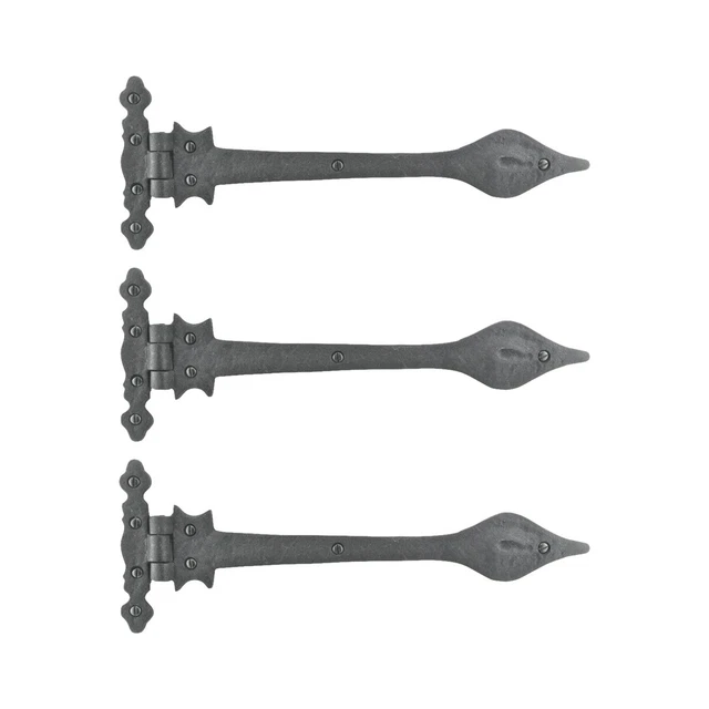 Door Strap Hinge Wrought Iron Spear Tip 11 3/4 in. Set of 3 | Renovator's Supply
