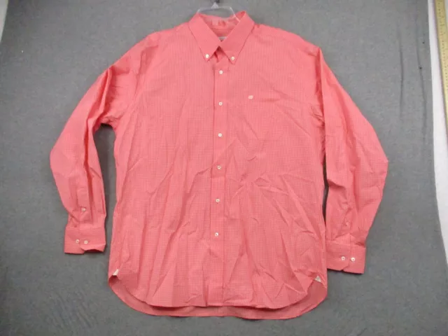 Southern Tide Shirt Mens XL Salmon Button Up Long Sleeve Pink Plaid Trim Fit