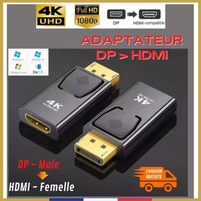 DP À HDMI - 4K Ultra HD Display Port DP vers HDMI «Convertisseur DisplayPort»