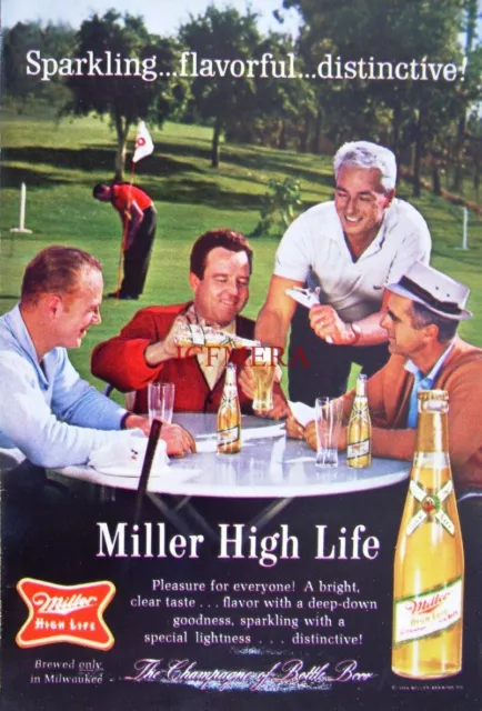 Miller 'HIGH LIFE' Beer 1964 Golf Advert Print #3 - Original Ad Ideal to Frame
