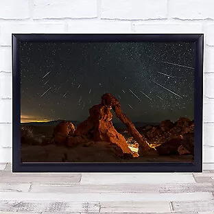 Geminid meteor shower above the Elephant Rock USA Stars Astronomy Wall Art Print