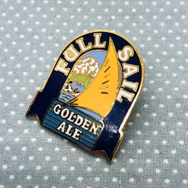 Vtg Full Sail Brewing Golden Ale Beer Enamel Lapel Pin - Oregon Brewery