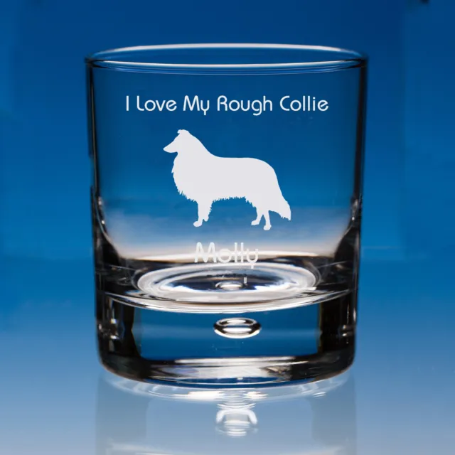 Rough Collie Dog Lover Gift Personalised Engraved Whisky Glass - Birthday