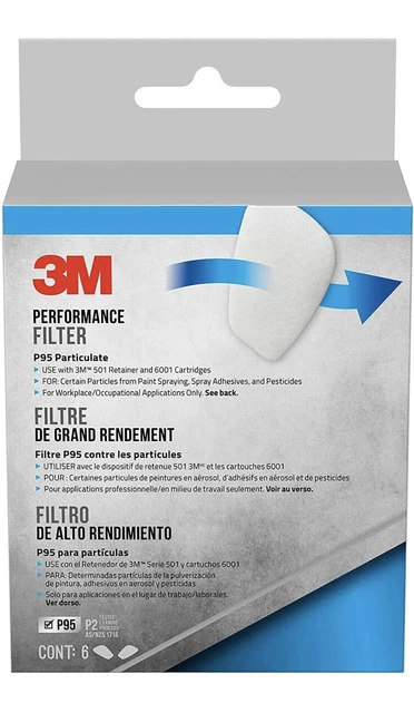 Filtros de partículas 3M 5P71P6-DC Performance P95, 6 prefiltros por paquete