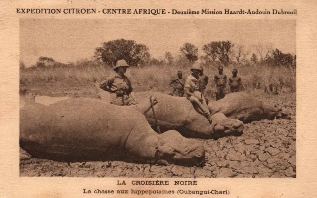 CPA OUBANGI-CHARI - Chasse aux Hippopotames, Croisière Noire, expédition Citroën