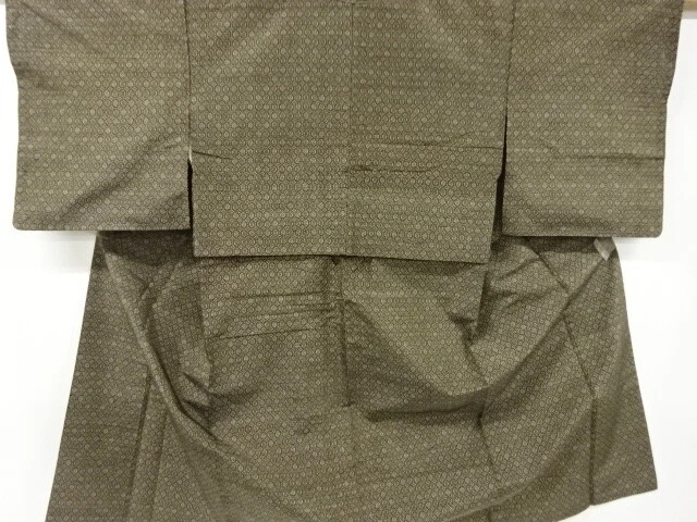 6671913: Japanese Kimono / Antique Kimono / Tokamachi Tsumugi / Woven Geometric
