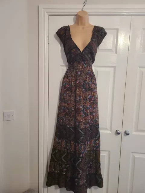 Multicoloured Ethnic Print Summer Maxi Dress Size 18 By Boohoo