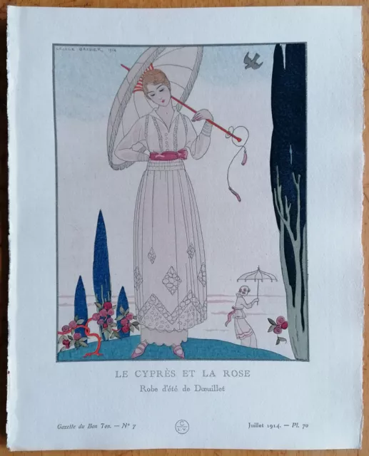 Art Deco Gazette de Bon Ton Pochoir La Cypres et la Rose by George Barbier 1920