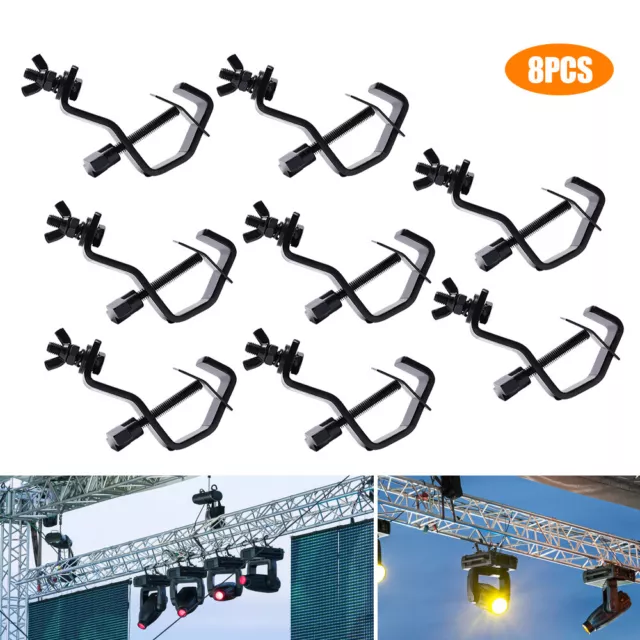 8 Pack Black Truss Clamps Stage Light Hook Heavy Duty Iron C Clamp For 1⅜"-1⅝"