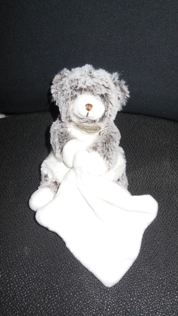 doudou peluche ours Les Flocons marron chiné + mouchoir blanc BABY NAT 2 dispo