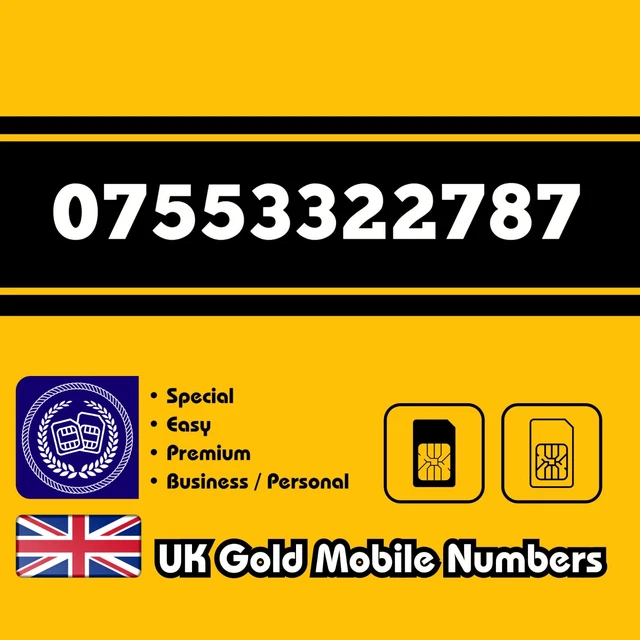 Gold Mobile Number Easy VIP Business Special Memorable UK O2 EE Voda 3 SIM Card