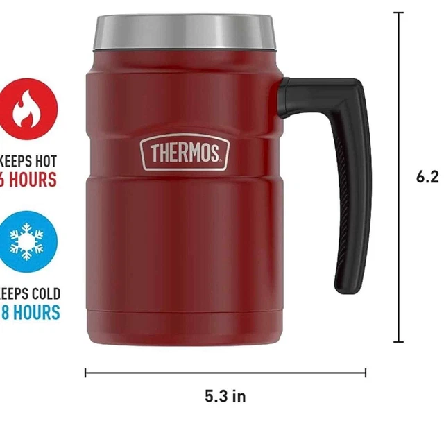 NWOB Thermos Vacuum Insulated Stainless 16oz Desk Mug, 16 Ounce, Matte Red 2