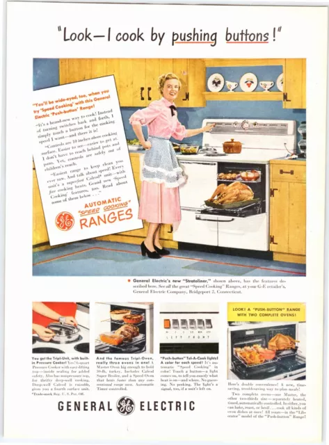 1948 GENERAL ELECTRIC RANGE OVEN Vintage 8"X11" Magazine Ad 1940's M357