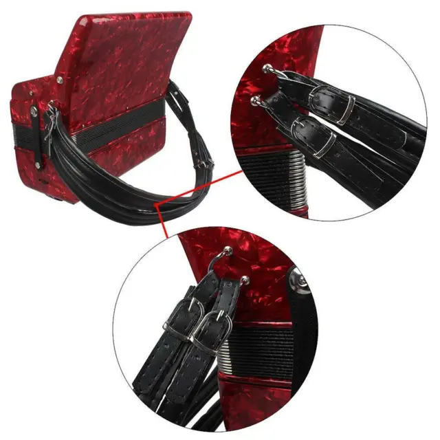 Genuine Leather Accordion Shoulder Strap Waterproof Belt Straps Black
