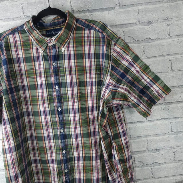 Camicia da uomo Ralph Lauren taglia XXL 3XL XXXL multicolore a scacchi verde tartan s