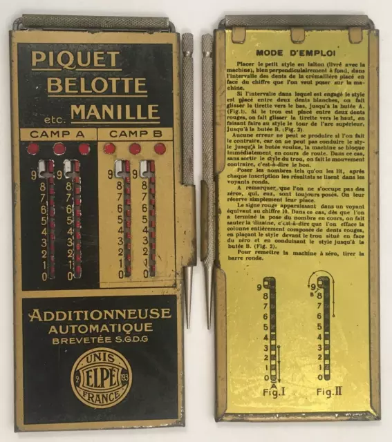 Antike Rechenmaschinen: Very rare slide adders PIQUET-BELOTTE-MANILLE