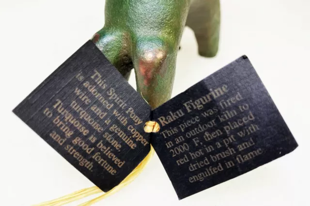 Raku Spirit Pony Green Clay Copper Figurine Jeremy Dillar ‌USA Folk Art Horse 6