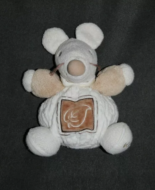 Peluche Doudou Souris Feuille KALOO Beige Blanc Pure 2004 +-18 Cm TTBE