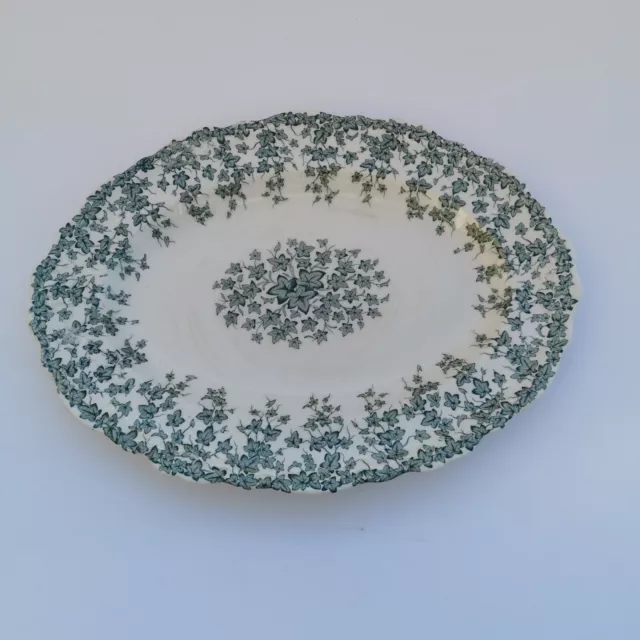 Vintage, Crown Ducal Early English Green Ivy Rare Platter China Scalloped Edge