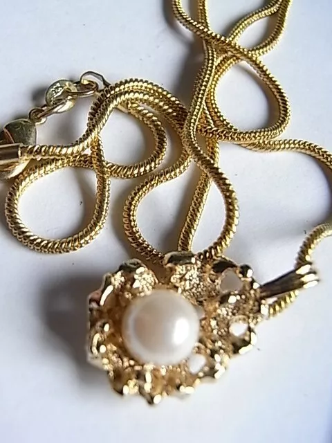 Vintage Anhänger mit Perlen und Kette  925 Silber Gold Plated