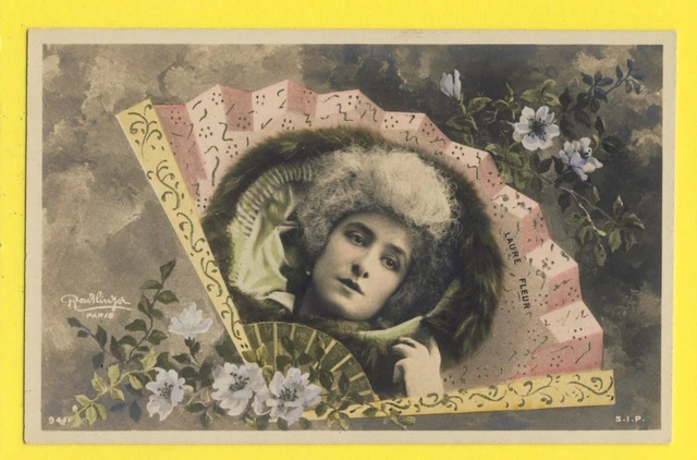 CPA New Art Photo REUTLINGER, PARIS French Actress "Laure FLOWER" Fan Fan