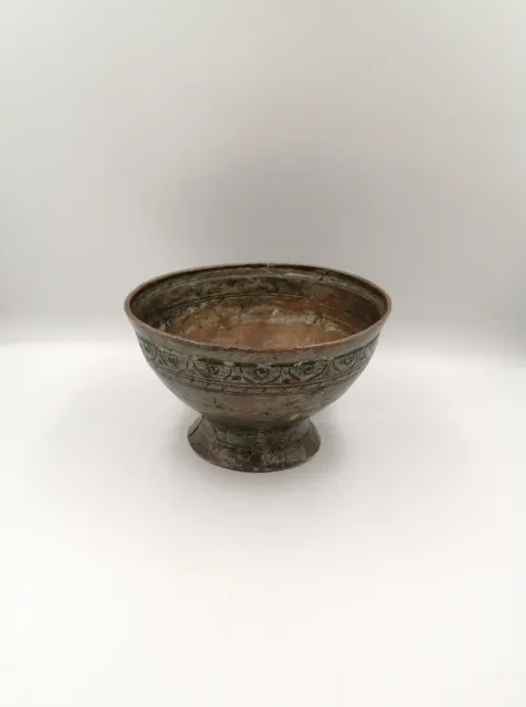 1920s Old Antique Ottoman Soup Bowl Copper Handmade Ottoman Inscription Rare