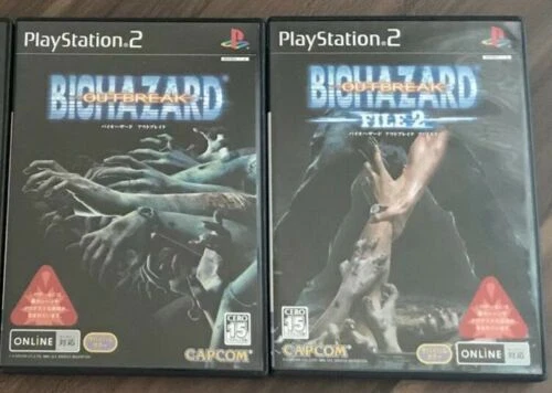PS2 Resident Evil Biohazard Outbreak 1 & File 2 game set Japan