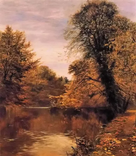 Art Oil painting autumn landscape with yellow leaves and river hand paint