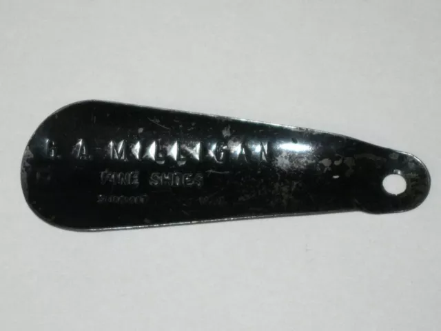 Early 1900s G.A. MILLIGAN Fine SHOES Summit NJ Black Enameled Metal Shoe Horn!
