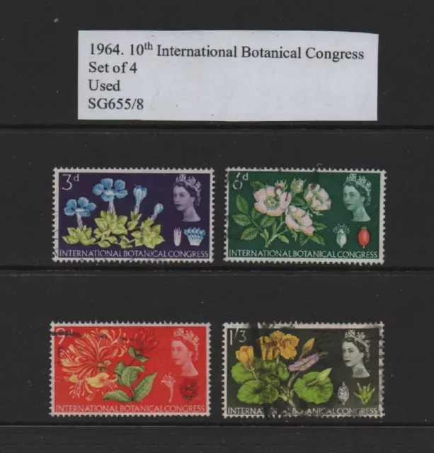 GB 1964 QE2 TENTH INTERNATIONAL BOTANICAL CONGRESS Set of 4 (SG655/8) *USED*