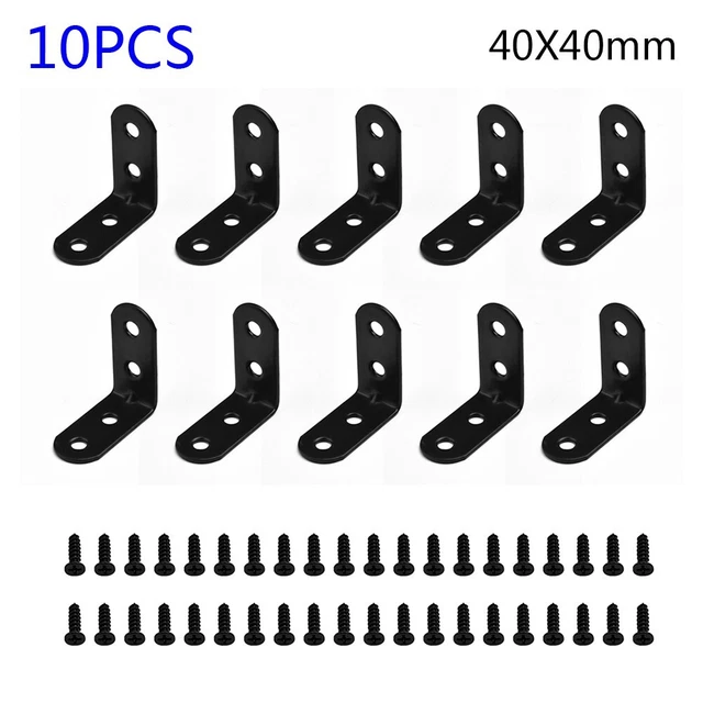 10 Pcs 90 Degree Right Angle Brackets Black Heavy Duty Metal Corner Braces UK