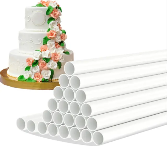 24 Pcs Cake Dowels, 11.8 Inch White Plastic Cake Support Rods, Thicken Cake