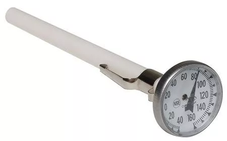 Zoro Select 6Dkd1 5" Stem Analog Dial Pocket Thermometer, -40 Degrees To 160