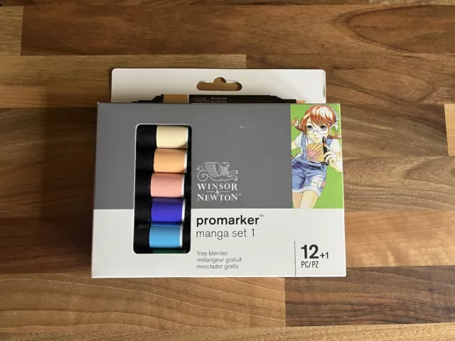 Winsor & Newton Promarker Set Manga 1 Twin Tip Set of 12 + 1 Blender