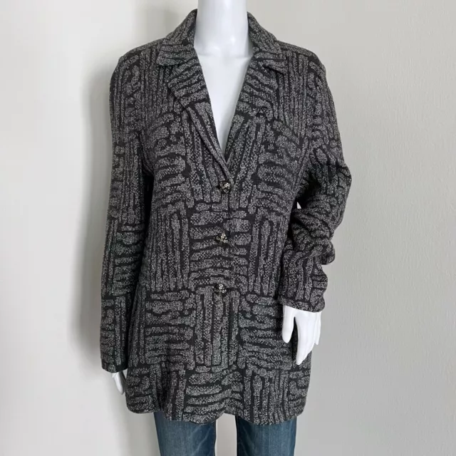 Vintage St. John Collection Marie Gray Women's Sweater Jacket Size 8 Gray