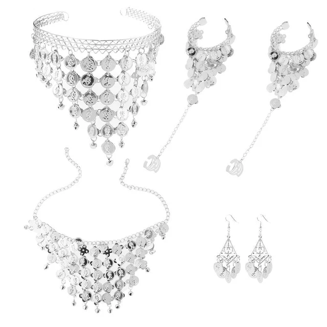 Danse du ventre bijoux gypsy bandeau boucles d'oreilles ensemble de bracelets