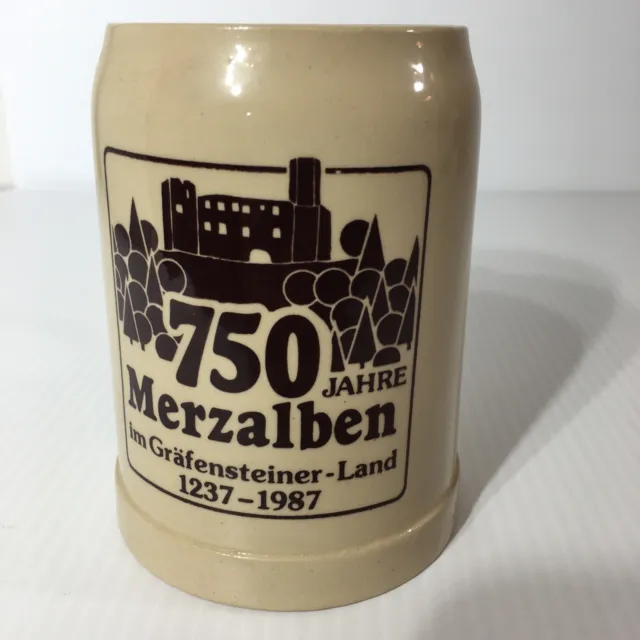 Marzi & Remy German Beer Stein Mug Pottery Stoneware 750 Jahre Merzalben 1987