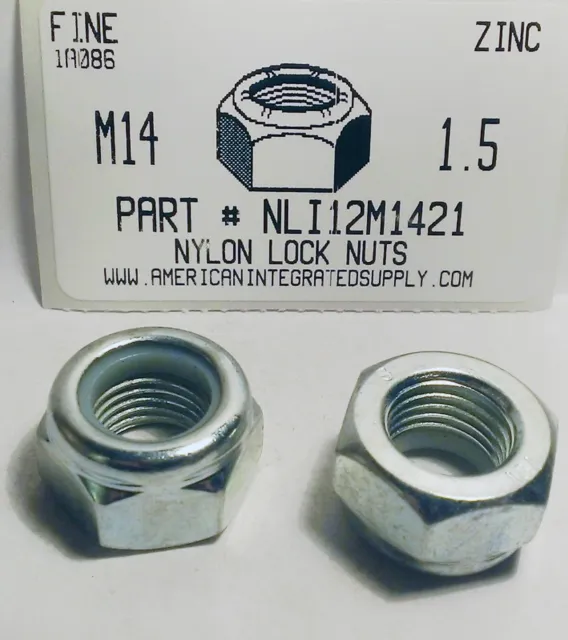M14-1.50 Hex Nylon Insert Lock Nut Class 8 Steel Zinc Plated D985 (5)