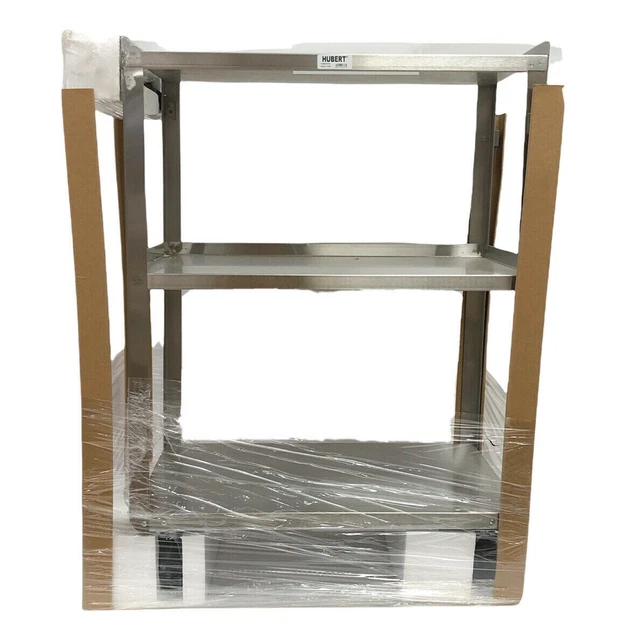 HUBERT Stainless Steel 3-Shelf Medium Duty Utility Cart 27.5"Lx16 3/4"Wx34"H NEW