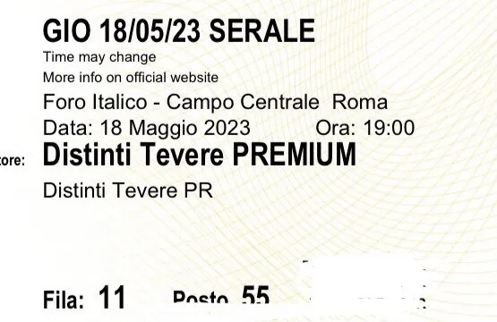 3 biglietti Internazionali di tennis BNL Roma 18/05