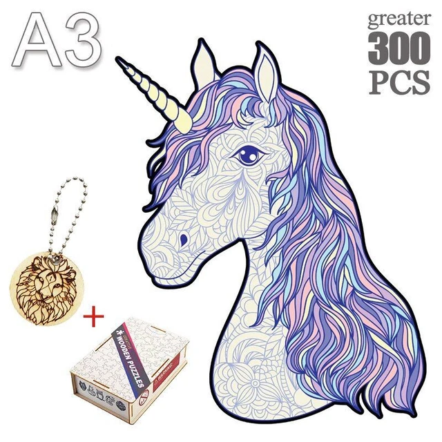 Unicorn Shape Jigsaw Puzzle Adults Kids Birthday Gifts Toys Educational Games 6