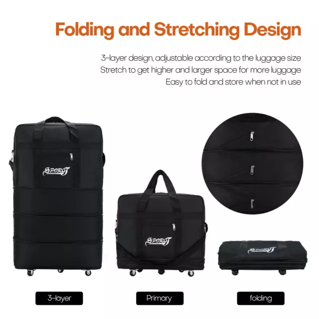 3 Layers Expandable Travel Carry-on Luggage Rolling Suitcase Wheeled Duffle Bag 5