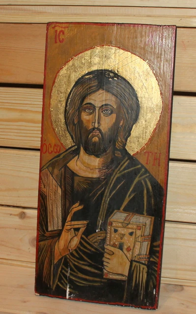 VINTAGE HAND PAINTED Orthodox icon Jesus Christ £195.66 - PicClick UK